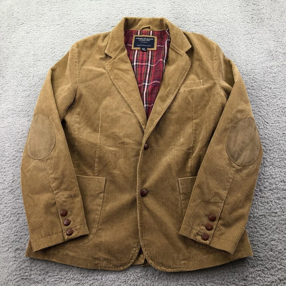 American Eagle Blazer Mens Medium Brown Corduroy Sport Coat Jacket